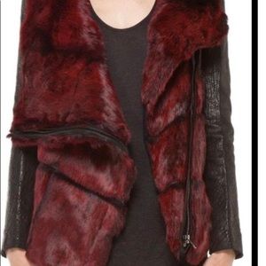 Helmut lang authentic leather jacket with fur